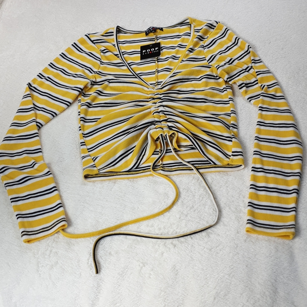 Striped long Sleeve cropped top poof new york M